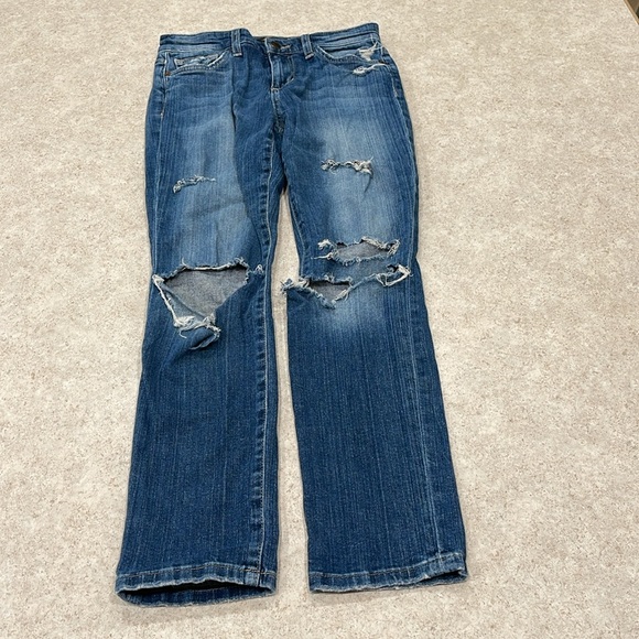 Joe's Jeans Denim - JOE’S “KEAGAN” FADED BLUE DISTRESSED SKINNY ANKLE JEANS SIZE 25